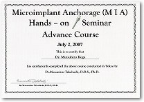 Microimplant Anchorage(MIA)Hands-on Seminar Advance Corse